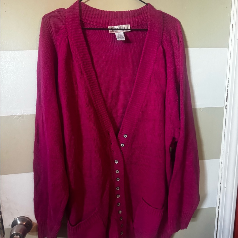 Women's Vibrant Pink Cardigan Sweater